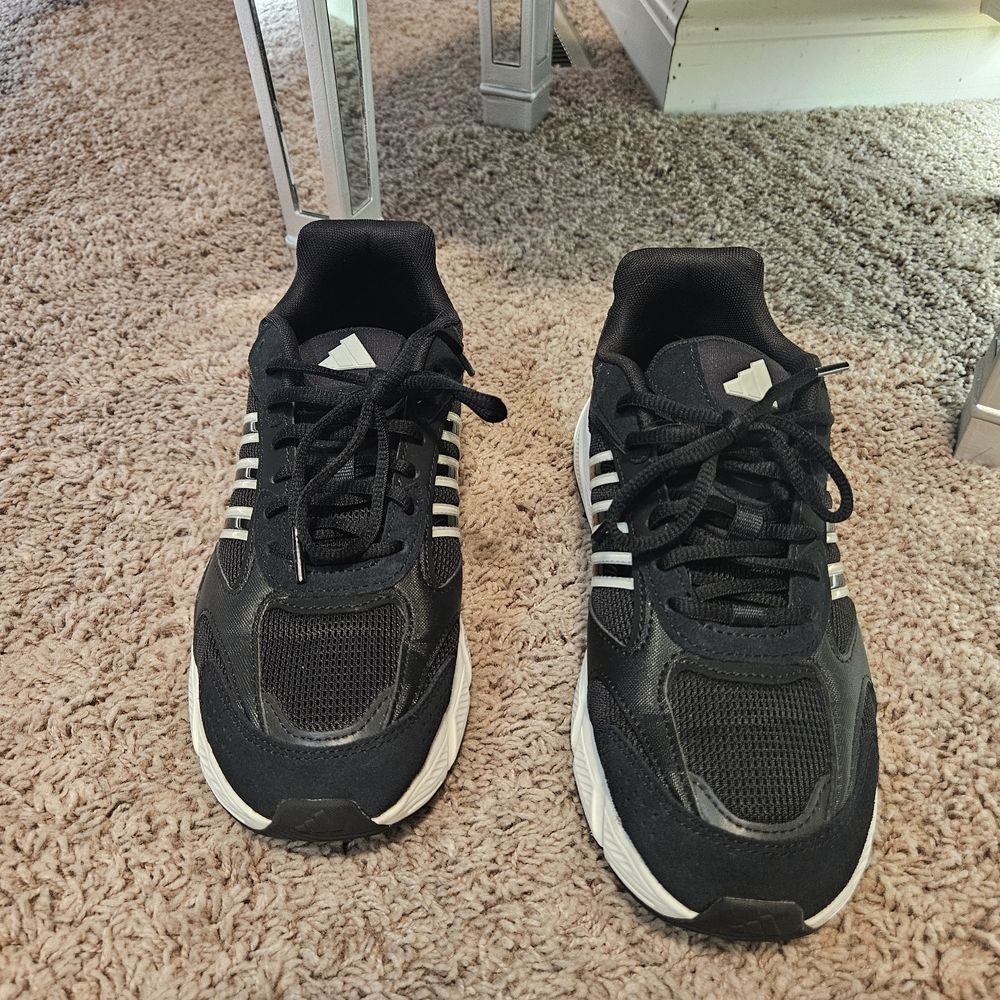 Adidas Black Mesh Sneakers with White Stripes